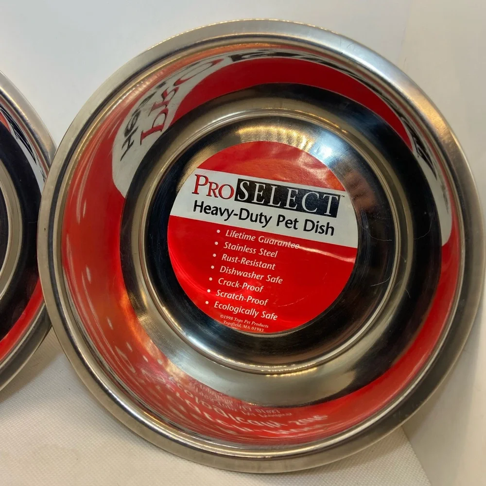Pro-Select stainless steel dog dish set of two 2 quart
